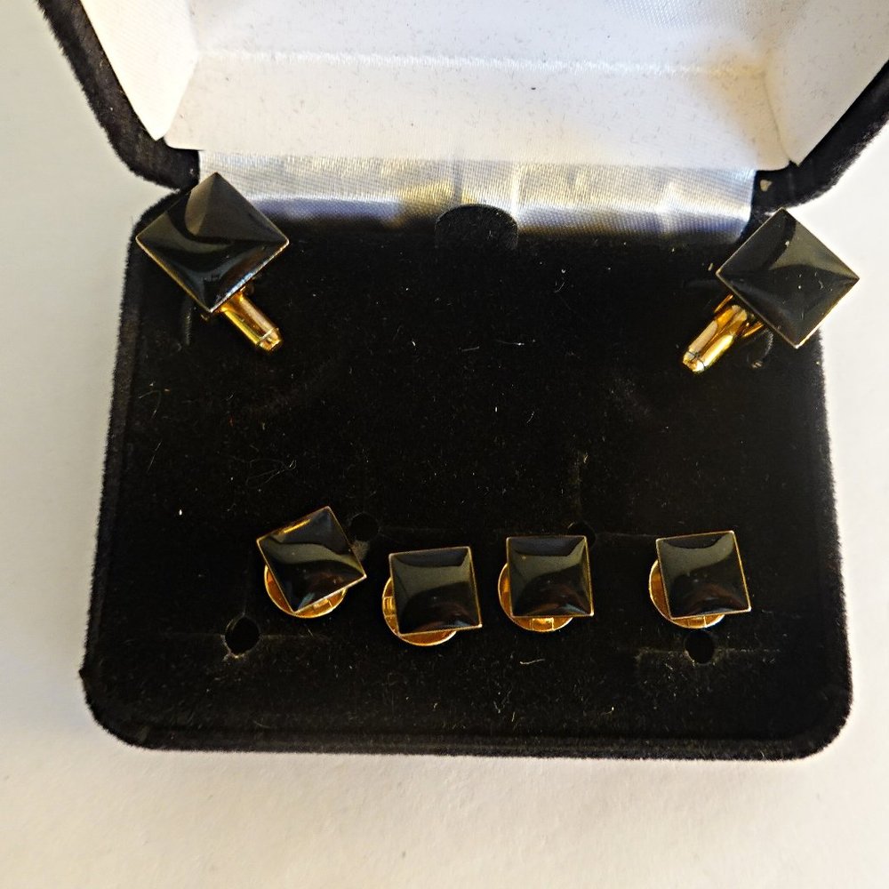 Black Onyx Tuxedo Cufflinks and Studs
